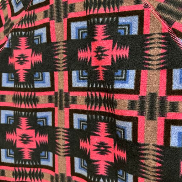 Eddie Bauer Black Pink Blue Aztec Pullover Quest Fleece 1/4 Zip Jacket Med NEW - Picture 5 of 8